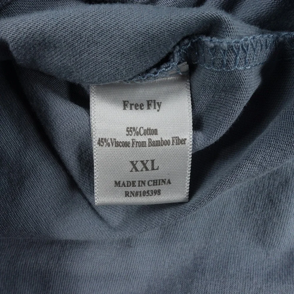 Free Fly Henley Shirt Men's 2XL XXL Bamboo Blend Short Sleeve Outdoor Blue